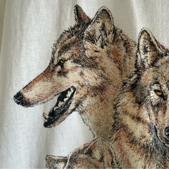 NWT Vintage Anvil 90’s White Wolf Pack Sansegal T-Shirt Top Size XL - Picture 3 of 9